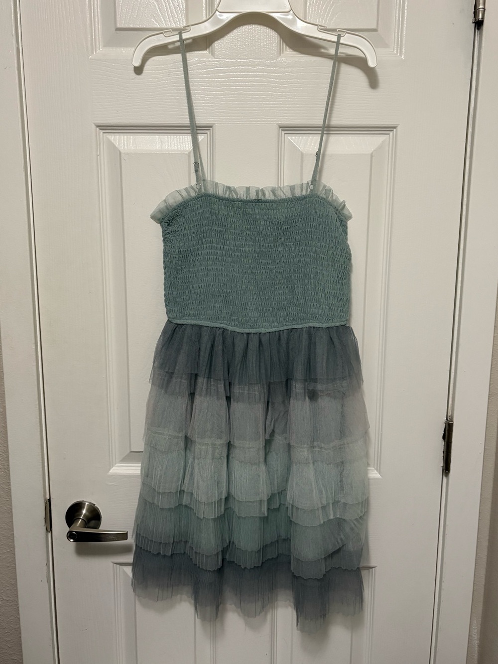*Storia Sage Green Ombre Sleeveless Layered Tulle Small Balletcore Party Dress